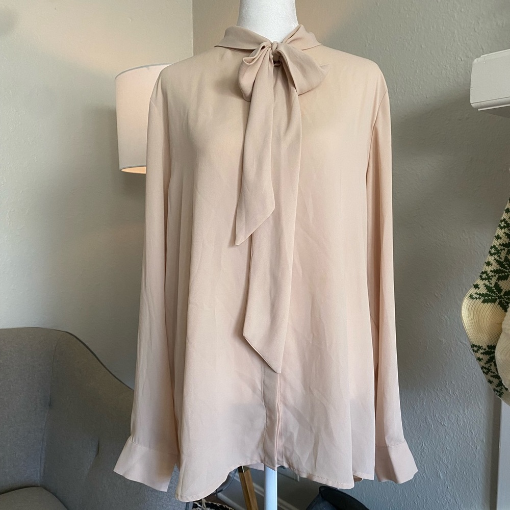 Dusty rose bow neck blouse